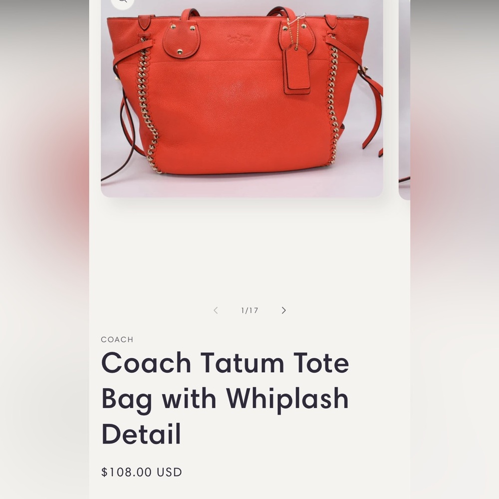 Coach Tatum Leather Tote. very nice leather, accidentally purchased at auction.